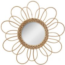 Miroir en rotin fleur D38