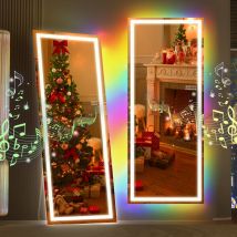 Fenchilin - Miroir sur pied avec lecteur Bluetooth, miroir au sol avec éclairage rgb, miroir en pied avec éclairage led pour dressing miroir de