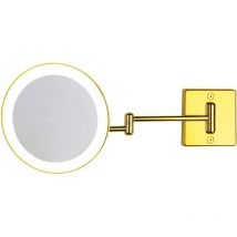 Koh-i-noor - Miroir grossissant x3 à led alimentation direct IP23 Discolo double bras or C352G3