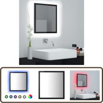 Miroir led de salle de bain Noir brillant 40x8,5x37cm Acrylique - Miroir Led - Miroir Salle De Bain - Meuble Salle De Bain - Décoration Salle De Bain