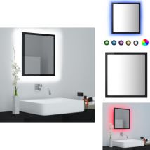 Miroir led de salle de bain Noir brillant 40x8,5x37cm Acrylique - Miroir Led - Miroir Salle De Bain - Meuble Salle De Bain - Décoration Salle De Bain