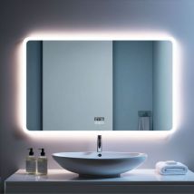 Saniland - Miroir led Dimmable pour Salle de Bain avec Haut-Parleurs Bluetooth et Fonction Anti-Buée, Dimensions 80x60