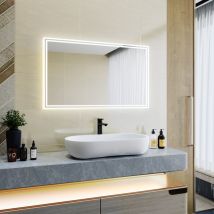 Miroir led Miroir de salle de bains avec éclairage led Miroir Cosmétiques Mural Lumière Illumination avec Commande par Effleurement 100x60 cm