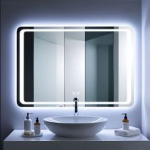 Saniland - Miroir led Moderne pour Salle de Bain - Éclairage 6000K avec Touches Tactiles Intégrées - 100x70 cm