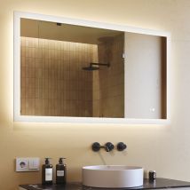 Artforma - Miroir Salle de Bain avec Eclairage 120x70, Miroir led avec Tactile et Fonction Anti-buée, Systeme Couleur dual led