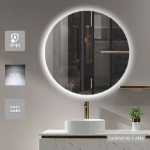 Ledimex - Miroir Salle De Bain Oporto - Ø90 - Led Rétro-éclairé (6500k) - Verre Sécurité 5mm