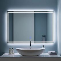 Saniland - Miroir led Réversible pour Salle de Bain 110x80 cm - Anti-Buée avec Interrupteur Tactile