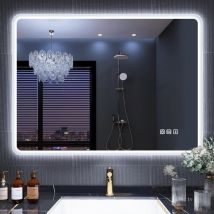 S · Bagno - Miroir Lumineux de Salle de Bain, Bluetooth/ Désembuage/ 3 Couleur/ Dimmable/ IP44, Blanc Miroir Salle de Bain Led 80x60 cm, s' bagno