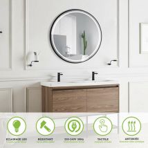 Ledimex - Miroir de Salle de Bains Lumineux avec Éclairage Intégré Tri Led Frontal - Double Sensor On/Off et Anti-Buée - Rond Ø80CM alemania
