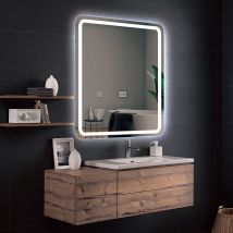 Ledimex - Miroir Salle De Bains Lumineux Austria Avec Éclairage Frontal Et Rétro-éclairé Installation Verticale 70x80 By Sanizéo
