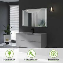 Ledimex - Miroir de Salle de Bains Lumineux avec Éclairage Intégré 2 éclairages Led Frontal - Rectangulaire l.100 x H.80 cm finlandia
