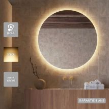 Ledimex - Miroir Salle de Bain oporto - Ø80 - Led Rétro-Éclairé (3000K) - Verre Sécurité 5mm