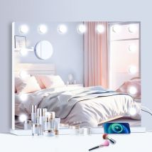 Puluomis - led Miroir de Maquillage 58x45cm Hollywood avec Ecran Tactile & Loupe de Grossissant 10X