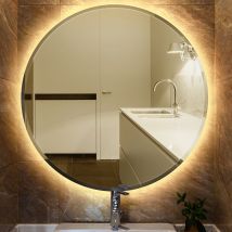 Hofuton Miroir lumineux pour salle de bain à LED avec éclairage tactile anti-buée blanc chaud round Ø 70 cm