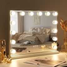 Miroir Maquillage Avec 14 Ampoules Led Miroir Coiffeuse Lumineux Grand Mirroir Maquilleur Lumineux Avec 3 Modes Déclairage Miroir Hollywood Coiffeuse 