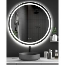 Keepbuying - Miroir Maquillage lumineux de salle de bain,Miroir led Antibuée 70cm x 70cm,Miroir Mural 3 Couleurs Dimmable