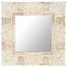 Maisonchic - Miroir, Miroir déco, Miroir Salon Blanc 50x50 cm Bois de manguier massif WFE555286 Maison Chic