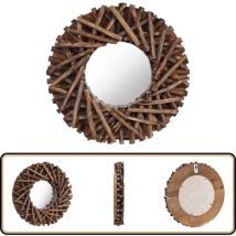 Vidaxl - Miroir mural 40 cm Teck Rond - Miroir Rond - Miroir Mural - Miroir Design - Miroir Teck - Décoration Murale
