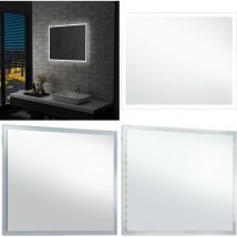 Miroir mural à led pour salle de bains 80x60 cm - Miroir Led - Miroir Salle De Bain - Miroir Décoratif - Éclairage Led - Miroir Moderne - Home &