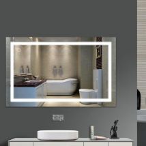 Yongqing - Miroir de salle de bain 23W avec lampe à miroir led Verre trempé brillant Blanc froid 6000K interrupteur tactile -100X60 cm
