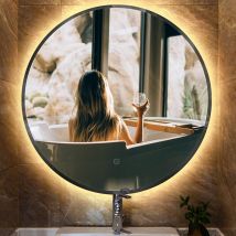 Yongqing - Miroir Rond Salle de Bain led Ø60cm led Touch Anti-buée Chambre Décoration Tour Mural Verre