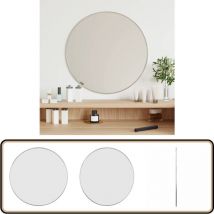 Miroir mural Argenté Ø 50 cm Rond - Miroir Mural - Miroir Rond - Miroir Argenté - Décoration Murale - Miroir Design