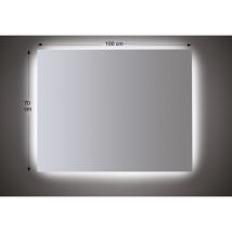Miroir Mural Avec Éclairage Led 100x70 Cm Épaisseur 4 Mm