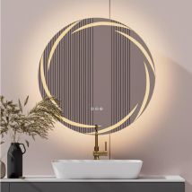 Luvodi - Miroir Mural avec Éclairage led Miroir Salle de Bain Intégré Miroir Lumineux Anti Buée 3 Interrupteurs Tactiles - 80x80cm