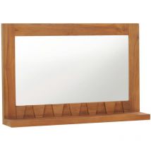 Ynkkvre - Miroir mural avec étagère 60x12x40 cm Bois de teck massif