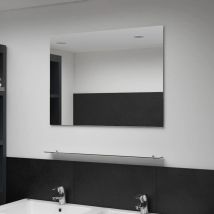 Miroir mural avec étagère, Miroir de maquillage 80x60 cm Verre trempé PQG7225 design in