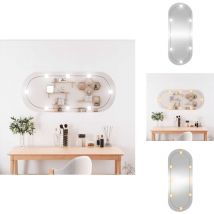 Miroir mural avec lumières LED 25x60 cm verre ovale - Miroir Mural - Miroir Led - Miroir Deco - Éclairage Led - Miroir Argent