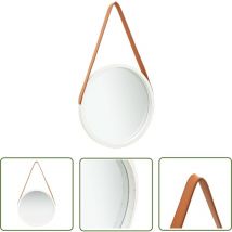 Er-siice - The Living Store Miroir mural avec sangle 40 cm Blanc - Miroir Mural - Miroir Rond - Miroir Décoratif - Miroir Vintage - Miroir Suspendue