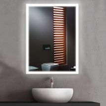 Desineo - Miroir Mural 50x60cm à Éclairage led chauffant et tactile blanc froid pour salle de bain, cuisine