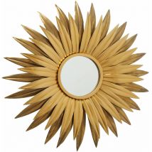 Boltze Gruppe - Miroir mural décoration murale salon miroir soleil décoration murale rayons salon décoration rond, métal doré, DxH 71x6 cm