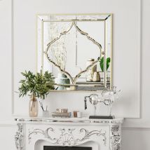 Miroir Mural Déco Design Élégant pour Salon Entrée Salle de Bain Chambre Maison - Carré 60x60cm