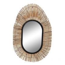 Dkd Home Decor - Miroir dewall miroir naturel noir métal rotin (63 x 1.5 x 92 cm)