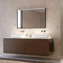 Foxydry - Miroir Mural Éclairé Rectangulaire, Miroir Avec led et Cadre Noir, Miroir Noir Lumineux et Moderne, 70x75x5,5 cm - Noir