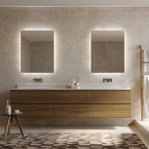 Foxydry - Miroir Mural Éclairé Rectangulaire, Miroir de Salle de Bain Avec led, Miroir Avec Cadre en Aluminium, 120x75 cm - Gris