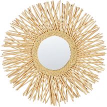Miroir Mural Rond Moderne en Rotin Tressé Naturet ø 60 cm Kalasin