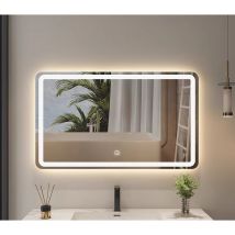 Vicmhuang - Miroir Mural Lumineux led de Salle de Bain carré Simple, étanche hd avec Interrupteur Tactile 50×70CM