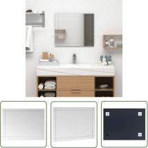 Happyshopping - The Living Store Miroir Mural 60x50 Cm Verre - Miroir Mural - Miroir Décoratif - Miroir Argenté - Miroir Salle De Bain - Miroir Design