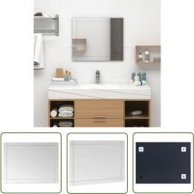 Happyshopping - The Living Store Miroir mural 60x50 cm Verre - Miroir Mural - Miroir Décoratif - Miroir Argenté - Miroir Salle De Bain - Miroir Design