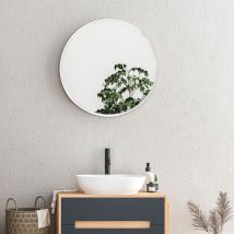 [en.casa] - Miroir mural Ordona rond 50 cm blanc mat