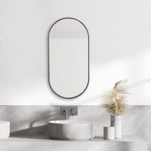 [en.casa] - Miroir mural Picciano ovale 30 x 60 cm noir mat