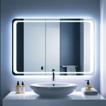 Saniland - Miroir Mural pour Salle de Bain avec Éclairage led 6000K, Lumière Blanche, Dimensions 100x70