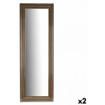 Giftdecor - Miroir de miroir mural rayures or bois verre 53 x 154,3 x 3 cm (2 pièces)