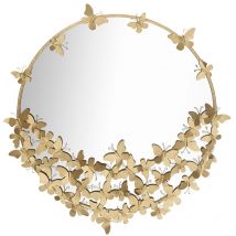 Miroir mural rond doré avec papillons décoration Butterfly M