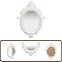 Miroir mural style château 56x76 cm Blanc - Miroir Mural - Miroir Décoratif - Miroir Baroque - Miroir Oval - Miroir Vintage