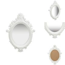 Miroir mural style château 56x76 cm Blanc - Miroir Mural - Miroir Décoratif - Miroir Baroque - Miroir Oval - Miroir Vintage