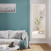 Keepbuying - Miroir Mural Suspendu Haute Définition Avec Membrane Antidéflagrante,miroir Réglable En Hauteur Dressing Avec Crochets 119x45cm - Blanc